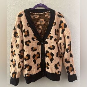 Leopard Print Cardigan Sweater